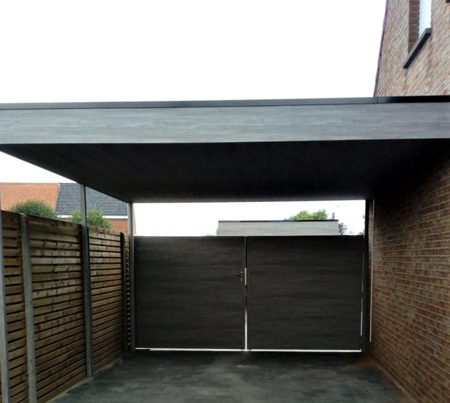 Ingelmunster Concrete Oak Carport met dubbele poort (2)